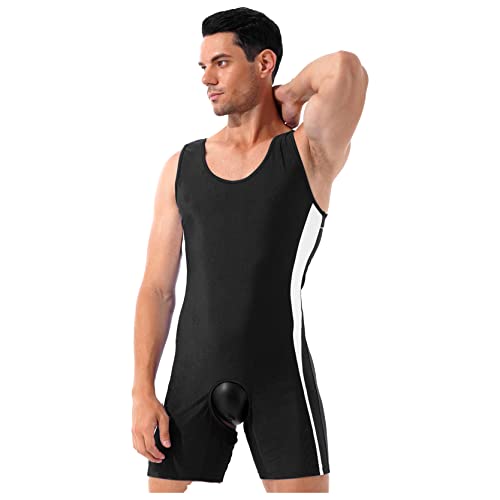 inlzdz Herren Einteiler Overall Jumpsuit Offen Schritt Ärmelloser Body Bodysuit Sexy Unterwäsche Sportbody Männer Tank Unterhemd Dessous Reizwäsche Sportwear Schwarz M von inlzdz