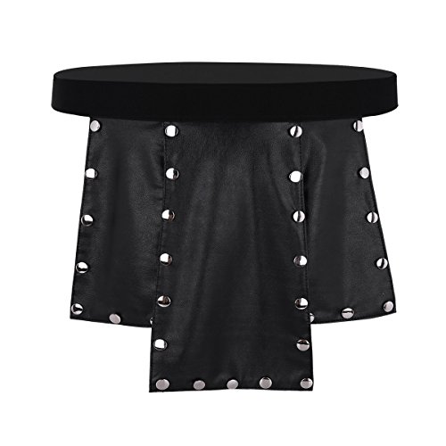 inlzdz Herren Gladiator Kostüm Römischer Soldat Cosplay Kunstleder Gladiator Kilt Rock Leder Lendenschurz für Dessous Party Clubwear M-XXL Schwarz Medium von inlzdz