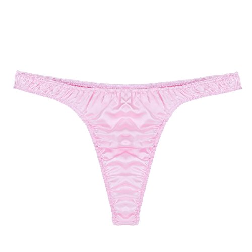 inlzdz Herren Sissy Slips Satin G-String Glänzend Tanga Thong Männer Low Rise Unterhose Erotik Dessous Sexy Unterwäsche M-XL Rosa XL von inlzdz