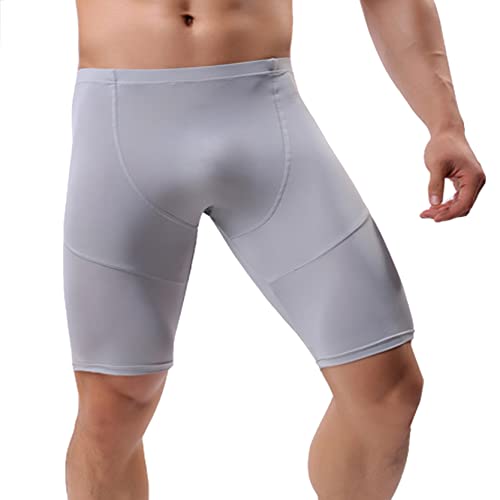 inlzdz Herren Sport Shorts Kurze Legging Laufshorts Knielang Kompressionsshorts Compression Tight Shorts Atmungsaktiv Unterziehhose Radlerhose Fitness Jogging Grau M von inlzdz