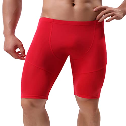 inlzdz Herren Sport Shorts Kurze Legging Laufshorts Knielang Kompressionsshorts Compression Tight Shorts Atmungsaktiv Unterziehhose Radlerhose Fitness Jogging Rot M von inlzdz