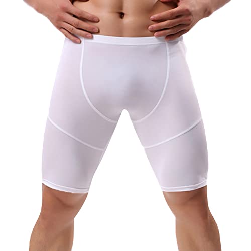 inlzdz Herren Sport Shorts Kurze Legging Laufshorts Knielang Kompressionsshorts Compression Tight Shorts Atmungsaktiv Unterziehhose Radlerhose Fitness Jogging Weiß L von inlzdz