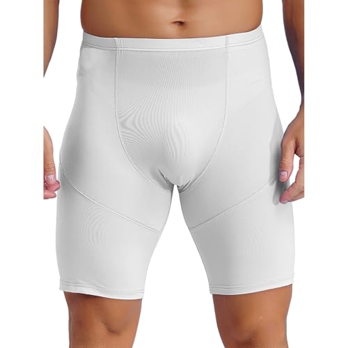 inlzdz Herren Sport Shorts Kurze Legging Laufshorts Knielang Kompressionsshorts Compression Tight Shorts Atmungsaktiv Unterziehhose Radlerhose Fitness Jogging Weiß M von inlzdz