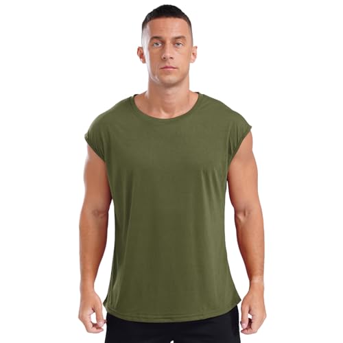 inlzdz Herren Tank Top Ärmellos Achselshirts Sport Unterhemd Rundhals Oberteil Muskelshirt Bodybuilding Training Shirt für Running Jogging Gym Grün 4XL von inlzdz