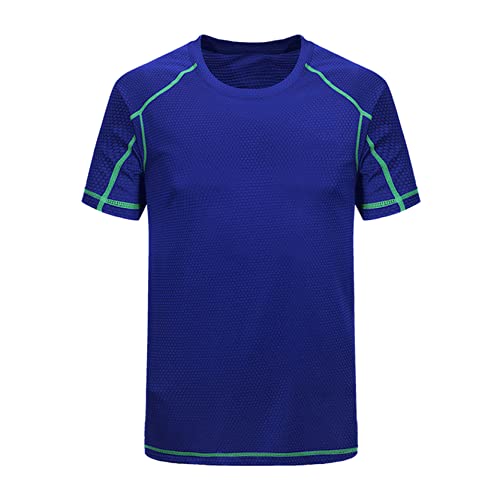 inlzdz Herren Training Shirt Sportshirt Schnell Trocknend Laufshirt Kurzarm T-Shirt Sommershirt Atmungsaktive Trainingstrikot Jersey Funktionsshirt Royal Blau 5XL von inlzdz