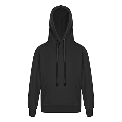 inlzdz Jungen Hoodie Pullover Top mit Tunnelzug Langarm Kapuzenpullover Sport Jumper Sweatshirt Kapuzenpulli Langarmshirt Schwarz 146-152 von inlzdz