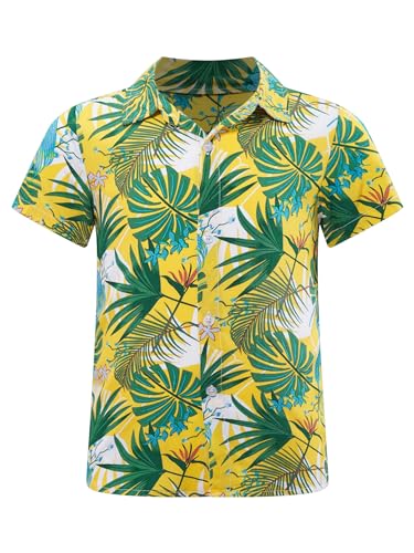 inlzdz Kinder Jungen Hawaiihemd Button Down Sommerhemd Hawaii Kurzarm Hemden Sommershirt Kurzarmhemd für Strand Urlaub Typ F 146-152 von inlzdz