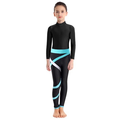 inlzdz Kinder Mädchen Gymnastikanzug Turnanzug Langarm Tanzbody Ballettbody + Leggings Sporthose Jogginghose Gymnastik Leotard Trainingsanzug Grün 110-116 von inlzdz