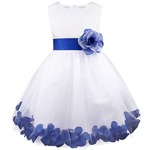 inlzdz Kleinkind Mädchen Kleider Formal Hochzeit Blumenmädchenkleid Partykleid Festlich Prinzessin Brautkleider Tüllkleid Geburtstag Party Gr.80-164 Dunkelblau 110-116 von inlzdz