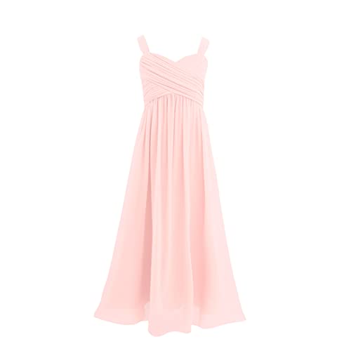 inlzdz Mädchen Chiffon Blumenmädchen Kleid Festlich Partykleid Prinzessin Festkleid Sommer Abendkleid Faltenkleid Hochzeit Brautjungfer Geburtstag Pearl Rosa 128 von inlzdz