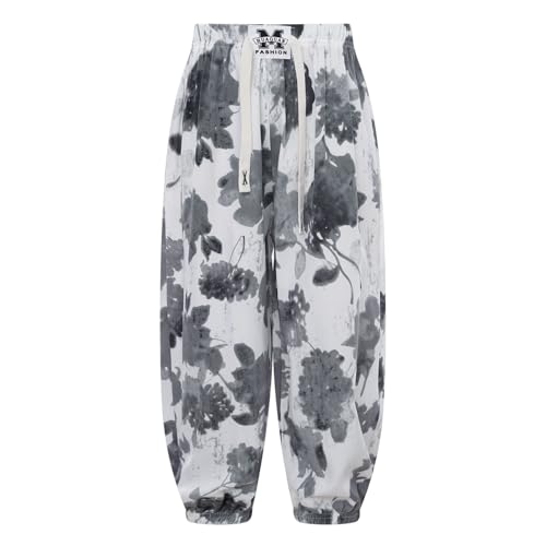 inlzdz Mädchen Pumphose Lang Haremshose Freizeithose Loose Fit mit Gummizug Sommerhose Hippie Hose Pluderhosen Kinder Casual Kleidung Typ J 146-152 von inlzdz