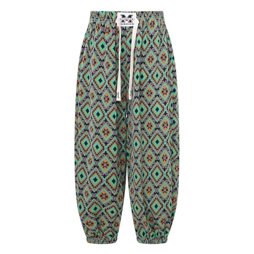 inlzdz Mädchen Pumphose Lang Haremshose Freizeithose Loose Fit mit Gummizug Sommerhose Hippie Hose Pluderhosen Kinder Casual Kleidung Typ C 122-128 von inlzdz