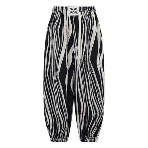 inlzdz Mädchen Pumphose Lang Haremshose Freizeithose Loose Fit mit Gummizug Sommerhose Hippie Hose Pluderhosen Kinder Casual Kleidung Typ E 146-152 von inlzdz