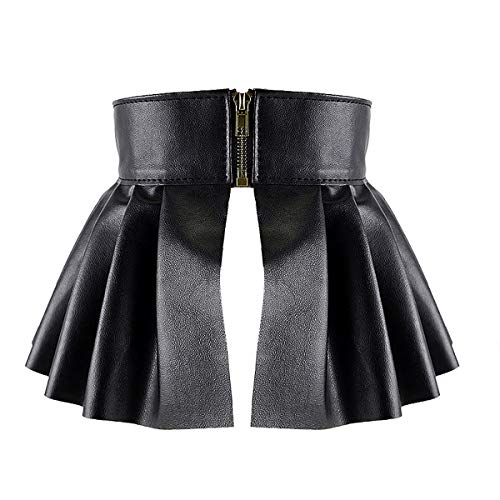 inlzdz Punk Damen PU-Leder Gürtel Rock Breit Taillengürtel Minirock mit Reißverschluss A-Linie Faltenrock Lack Latex Lederrock Gogo Party Clubwear Schwarz One Size inlzdz Punk Damen PU-Leder Gürtel Rock Breit Taillengürtel Minirock mit Reißverschluss A-Linie Faltenrock Lack Latex Lederrock Gogo Party Clubwear Schwarz One Size von inlzdz