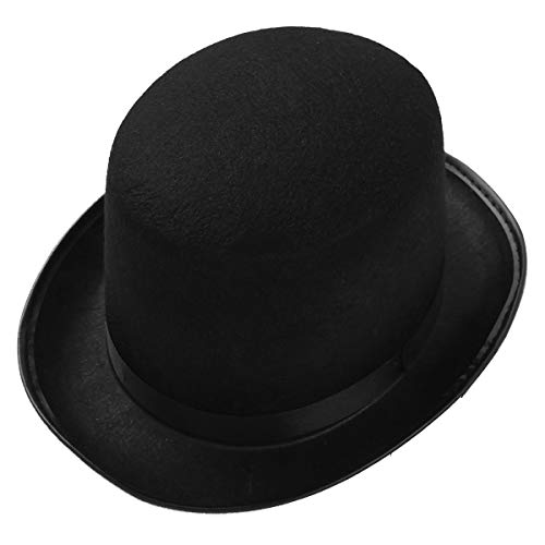 inlzdz Unisex Zylinder Filzhut für Kinder Erwachsene Schwarz Top Hut Zauberer Hut Partyhut Magician Mütze für Magic Cosplay Halloween Fasching Maskerade Erwachsene One Size von inlzdz
