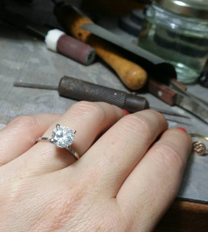 Verlobungsring, Silberring Und Cz, Soliterring, Silberverlobungsring von innaheiman