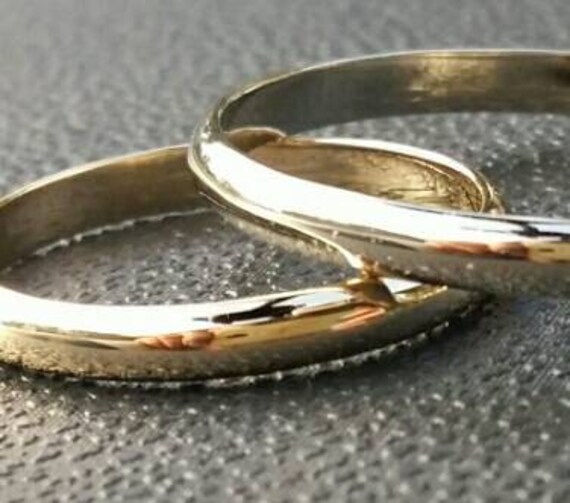 Seine Und Sie 14K Gold Eheringe, Eheringe Gold, Handgemachte Trauringe, Doppelsatz Goldringe. Innahheiman von innaheiman