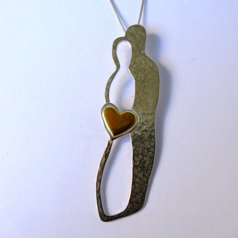 Silber-Anhänger-Halskette Für Frauen, Paar Halskette Herz, Liebe Silber, Silber Herz Anhänger, Brautjungfer von innakjewelry