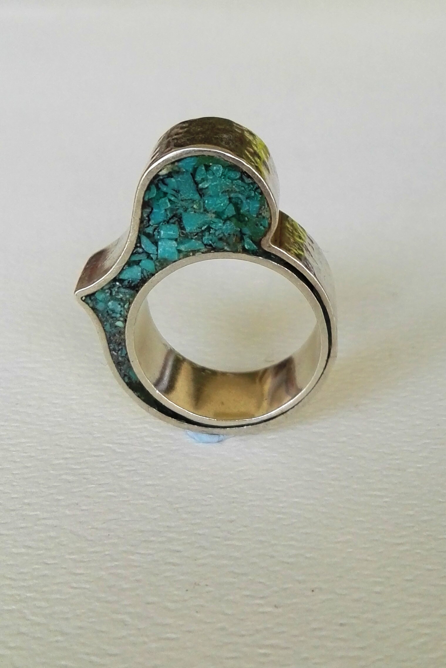 Silber Ring Türkis Stein, Gehämmert, Herz, Sterling Frauen, Aussage von innakjewelry