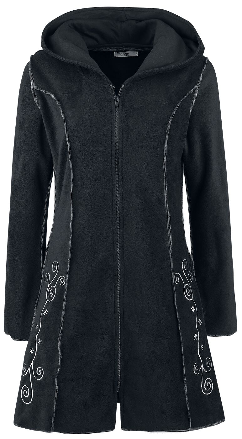 Innocent Embroidered Fleece Hood Kapuzenjacke schwarz in M von innocent