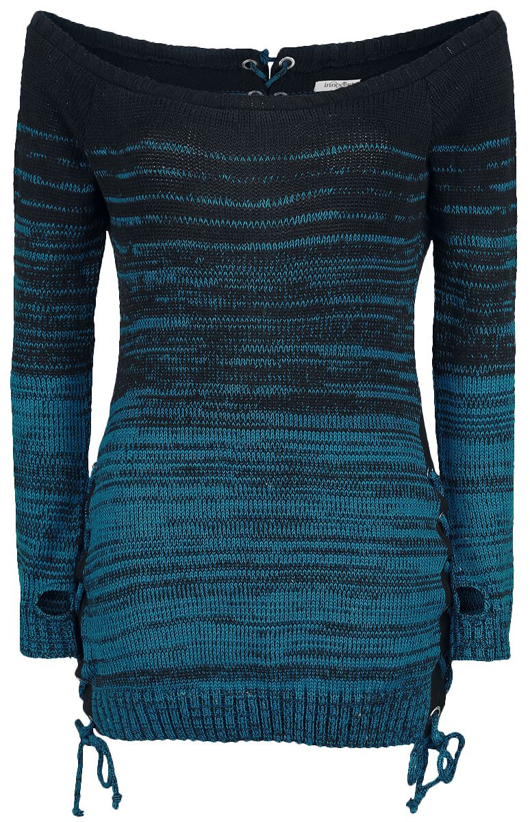 Innocent - Gothic Strickpullover - Thena Top - S bis 4XL - für Damen - Größe 3XL - schwarz/blau von innocent