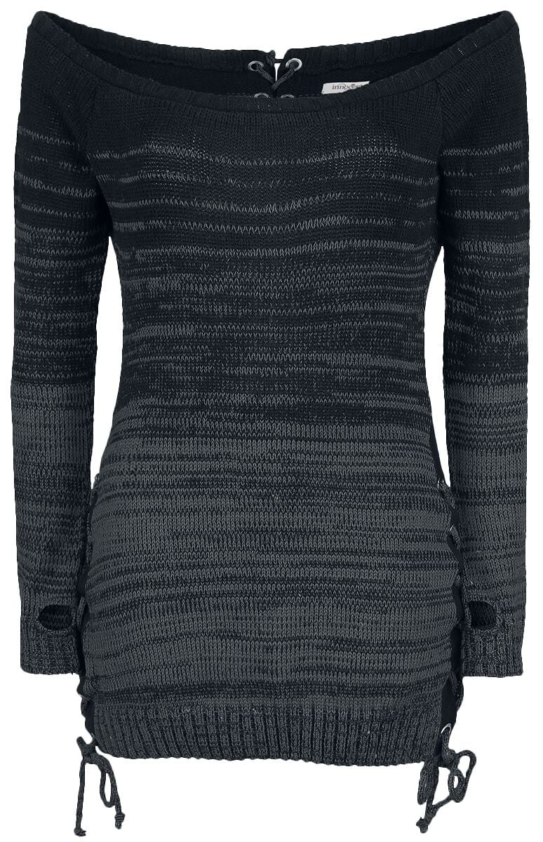 Innocent - Gothic Strickpullover - Thena Top - S bis 4XL - für Damen - Größe 3XL - schwarz/grau von innocent