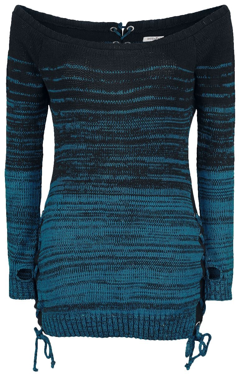 Innocent - Gothic Strickpullover - Thena Top - S bis 4XL - für Damen - Größe 4XL - schwarz/blau von innocent