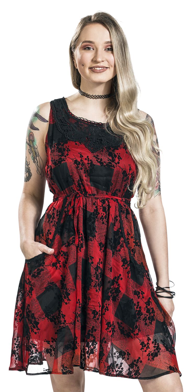 Innocent Kleid knielang - Ilsa Dress - S bis XXL - für Damen - Größe XL - schwarz/rot von innocent