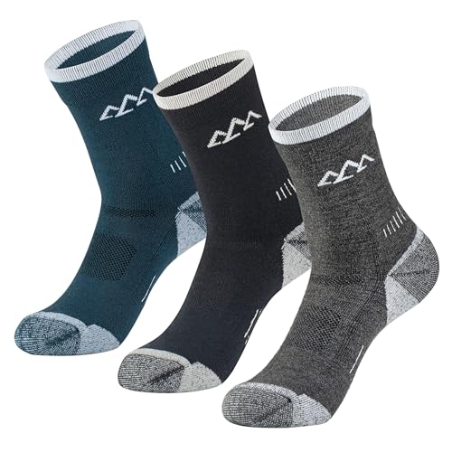 innotree 3 Paar Merino Wandersocken für Herren & Damen, Gepolstert Anti-Blasen 67% Merinowolle thermosocken Wintersocken für Trekking Outdoor und Sport von innotree