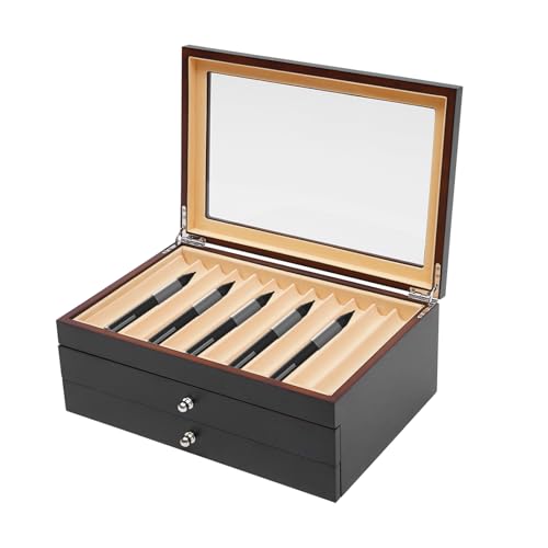 innytund Holzstift Anzeigebox 3 Lagige Füllfederhalter Stift Display Case Display Case 34 Slots Stifte Holz Sammler Organizer Box Schwarz Holz Stift Display Box Füllfederhalter Lagerung von innytund
