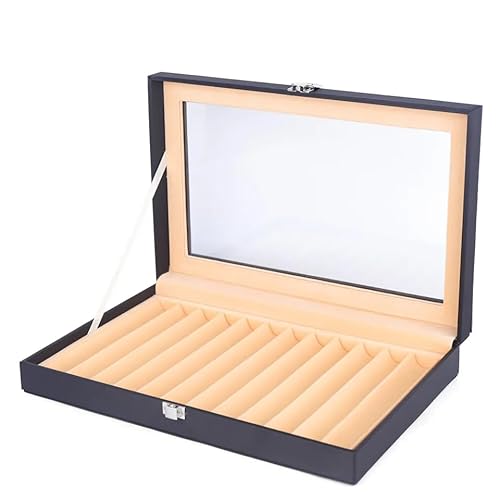 innytund Holzstift Anzeigebox Füllfederhalter Stift Display Case Schwarz Holz+Flanell+Leder 12 Slots Stifte Holz Sammler Organizer Box Holz Stift Display Box Füllfederhalter Lagerung von innytund