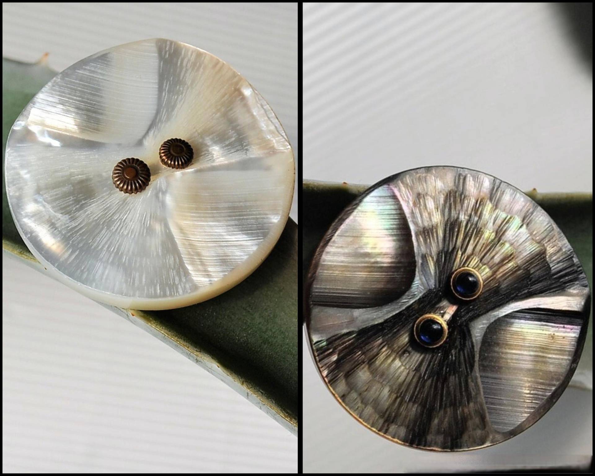 Perlmuttbrosche Unikat Brosche Steampunk-Style Vintageknopf Perlmutt-Imitat Weiß Oder Grau Alter Knopf Perlmuttbrosche Unikat Brosche Steampunk-Style Vintageknopf Perlmutt-Imitat Weiß Oder Grau Alter Knopf von insectorium