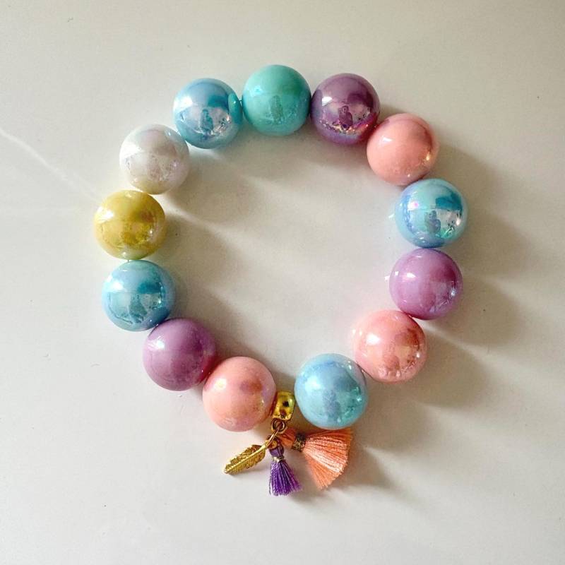 Magic Pearls Armband Sommer, Bunt, Mit Quaste von inselkindnorderney