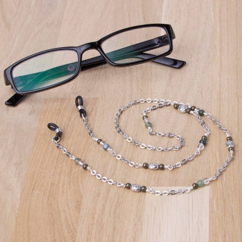 Moosachat Brillenkette Edelstein Bronze & Silber Perlen Sonnenbrille Brille Lanyard von inspira