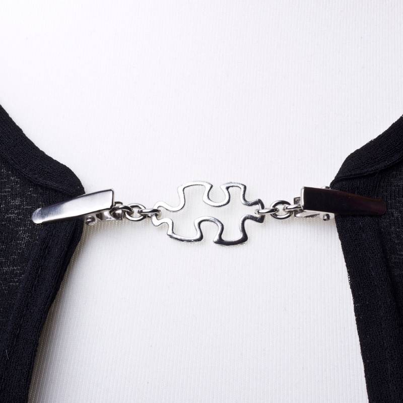 Silber Jigsaw Stück Strickjacke Clip Pullover Schal Wrap Kette Silber Jigsaw Stück Strickjacke Clip Pullover Schal Wrap Kette von inspira