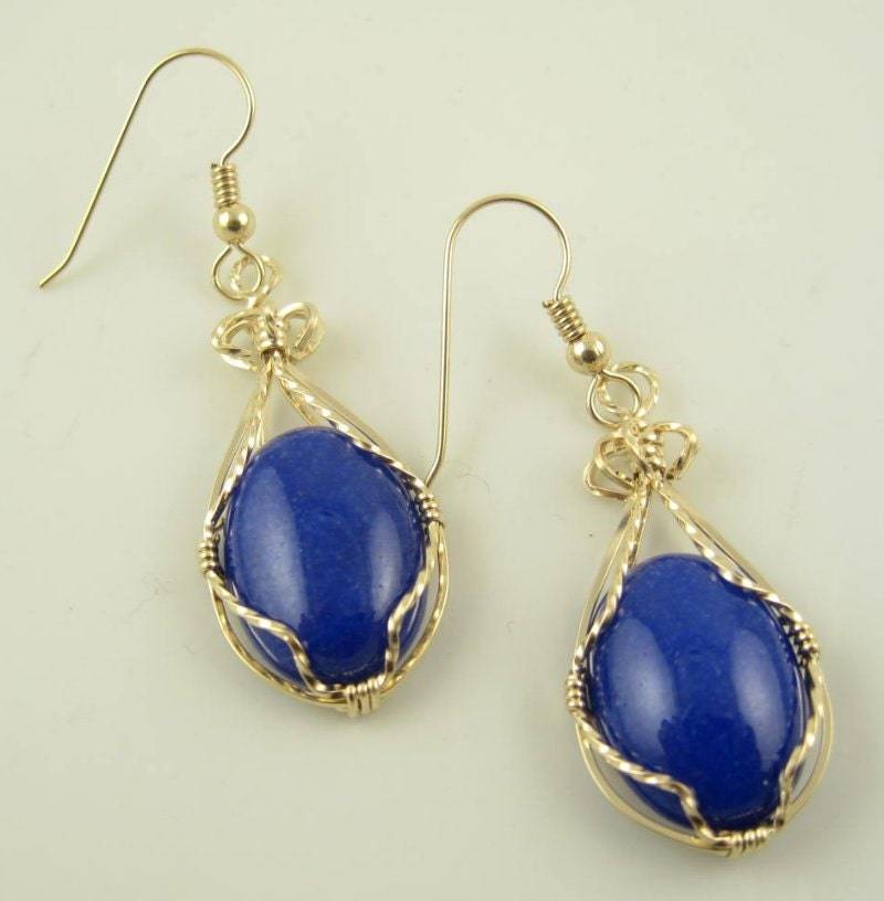 Berg Jade Ohrring, Edelstein Wire Wrapped Handgemachte Blaue Schmuck, Wrap Berg Jade Ohrring, Edelstein Wire Wrapped Handgemachte Blaue Schmuck, Wrap von inspiredcreationsco