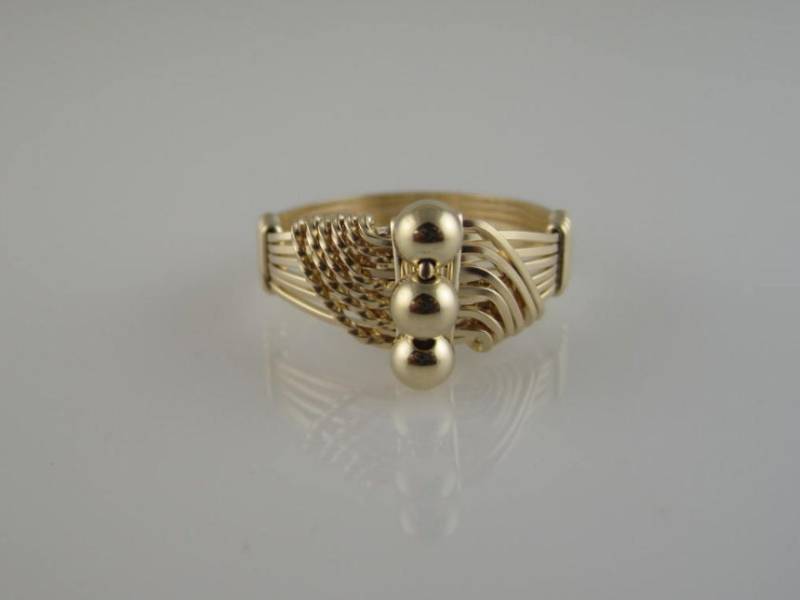 Ri-0116 3-Perlen Wellen Ring, 14K Gold Filled Draht Eingewickelt in Fill Ri-0116 3-Perlen Wellen Ring, 14K Gold Filled Draht Eingewickelt in Fill von inspiredcreationsco