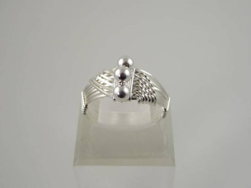 Ri-0117 Wellenring Mit 3 Perlen, Sterling Silber Ring, Draht Gewickelt in .925 Argentium Ri-0117 Wellenring Mit 3 Perlen, Sterling Silber Ring, Draht Gewickelt in .925 Argentium von inspiredcreationsco