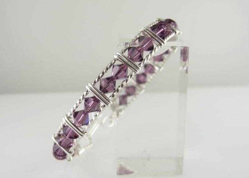 Wsb-0074, Amethyst Swarovski Armband, Handgemachtes Kristall Wire Wrapped, Armreif, Wrapped Armband Wsb-0074, Amethyst Swarovski Armband, Handgemachtes Kristall Wire Wrapped, Armreif, Wrapped Armband von inspiredcreationsco