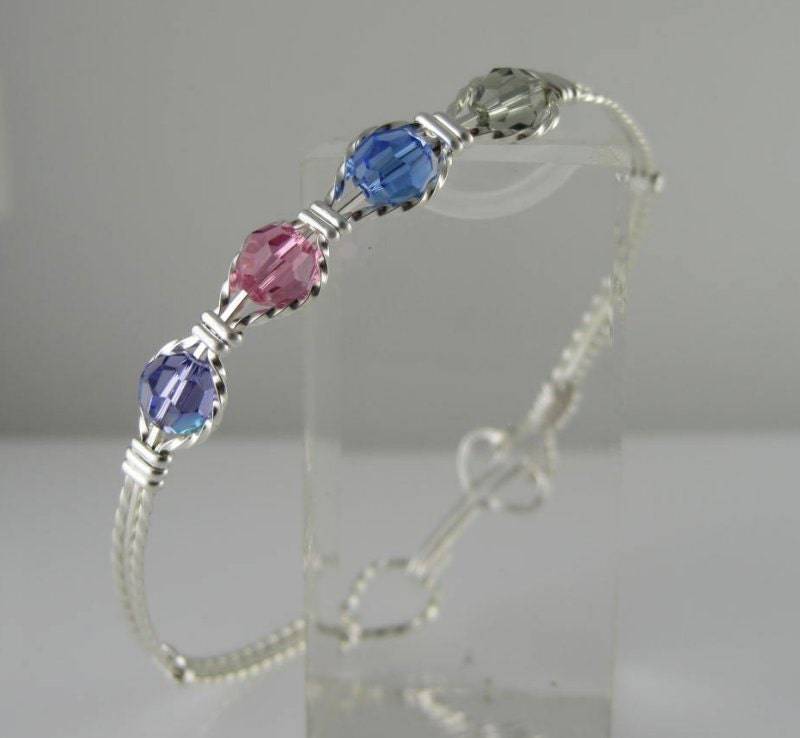 Wsb-0080 Handgemachtes Swarovski Kristall Armreif Armband Wire Wrapped Mit .925 Sterling Silber Draht Wsb-0080 Handgemachtes Swarovski Kristall Armreif Armband Wire Wrapped Mit .925 Sterling Silber Draht von inspiredcreationsco