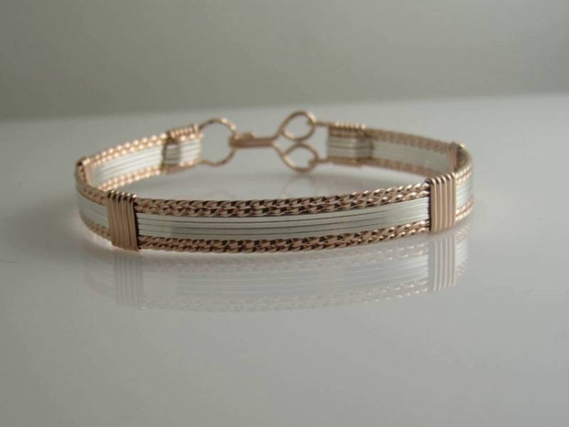 Wsb-0185, Rosegold Filled Draht Und Sterling Silber Armband, Gewickelt Armreif, Handgemachtes Schmuck Wsb-0185, Rosegold Filled Draht Und Sterling Silber Armband, Gewickelt Armreif, Handgemachtes Schmuck von inspiredcreationsco