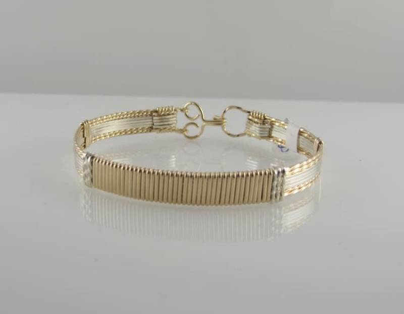 Wsb-0190, Gold Filled Draht Und Sterling Silber Armband, Gewickelt Armreif, Handgemachtes Schmuck Wsb-0190, Gold Filled Draht Und Sterling Silber Armband, Gewickelt Armreif, Handgemachtes Schmuck von inspiredcreationsco