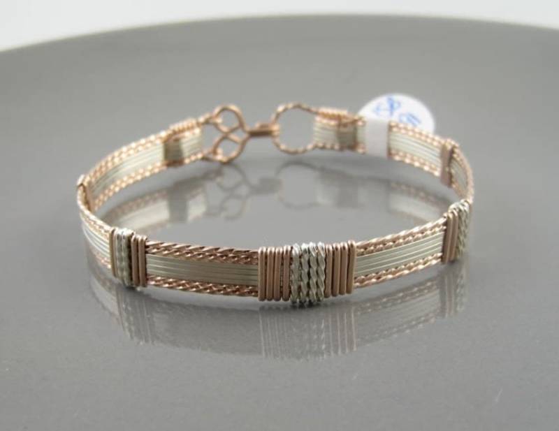 Wsb-0191, Rosegold Filled Draht Und Sterling Silber Armband, Gewickelt Armreif, Handgemachtes Schmuck Wsb-0191, Rosegold Filled Draht Und Sterling Silber Armband, Gewickelt Armreif, Handgemachtes Schmuck von inspiredcreationsco