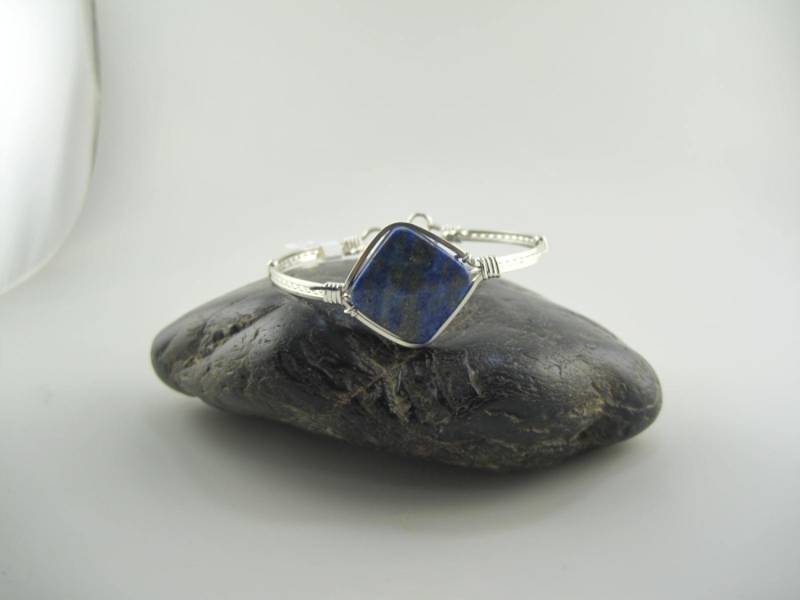 Wsb-0238 Handgefertigtes Blau Lapis Edelstein Armreif Armband Draht Gewickelt Mit Argentium Sterling Silber Wsb-0238 Handgefertigtes Blau Lapis Edelstein Armreif Armband Draht Gewickelt Mit Argentium Sterling Silber von inspiredcreationsco