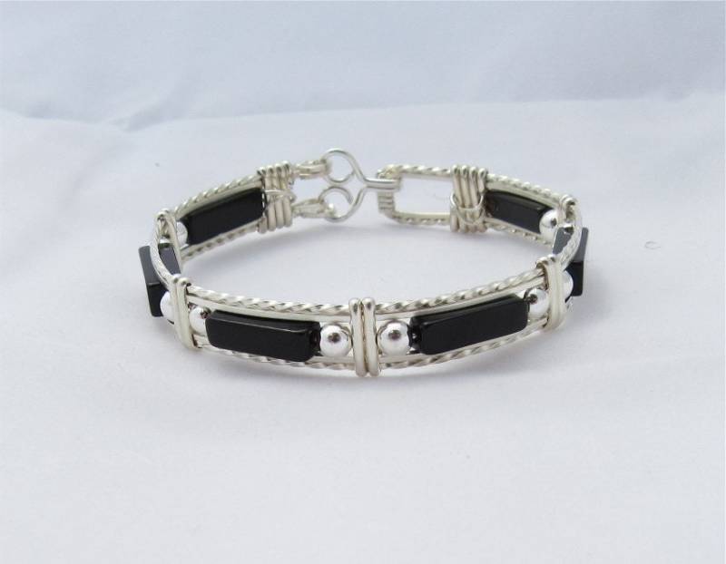 Wsb-0270, Schwarzer Onyx Armband, Handgemachtes Edelstein Draht Gewickelt, Armreif, Gewickelt Armband Wsb-0270, Schwarzer Onyx Armband, Handgemachtes Edelstein Draht Gewickelt, Armreif, Gewickelt Armband von inspiredcreationsco