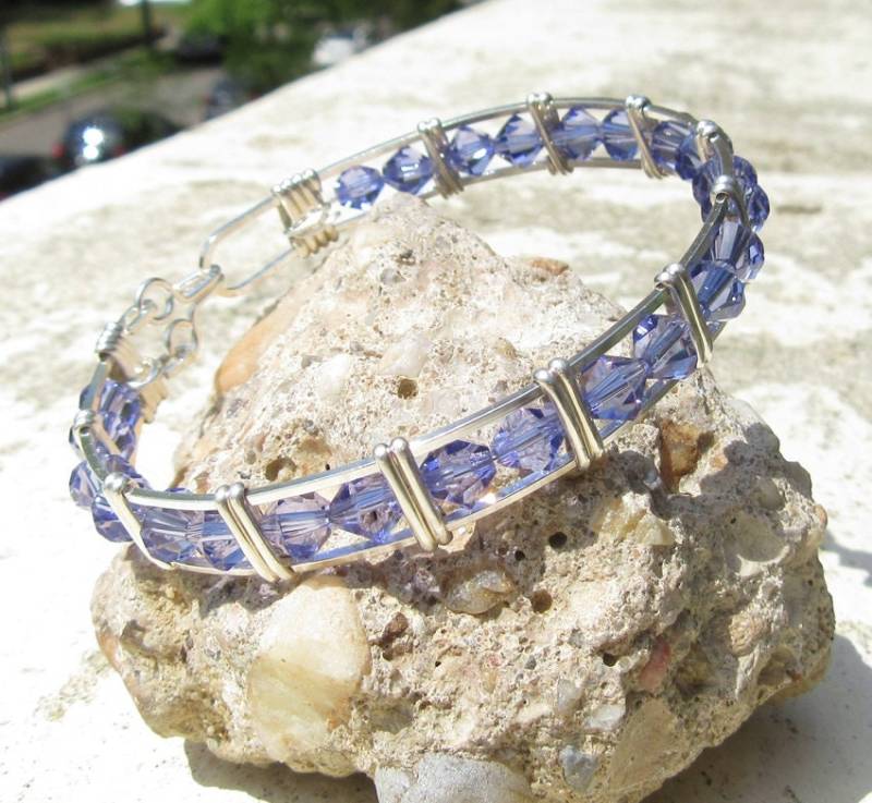 Wsb-0286, Tansanit Swarovski Armband, Handgemachtes Kristall Wire Wrapped, Bangle, Wrapped Armband Wsb-0286, Tansanit Swarovski Armband, Handgemachtes Kristall Wire Wrapped, Bangle, Wrapped Armband von inspiredcreationsco