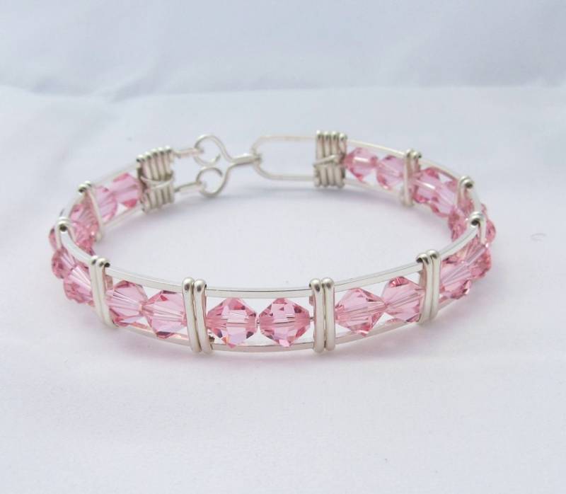 Wsb-0294, Licht Rose , Swarovski Armband, Handgemachtes Kristall Wire Wrapped, Armreif, Wrapped Armband Wsb-0294, Licht Rose , Swarovski Armband, Handgemachtes Kristall Wire Wrapped, Armreif, Wrapped Armband von inspiredcreationsco