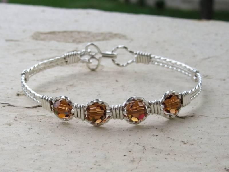 Wsb-0307, Swarovski Armband, Handgemachtes Kristall Wire Wrapped, Bangle, Wrapped Armband von inspiredcreationsco