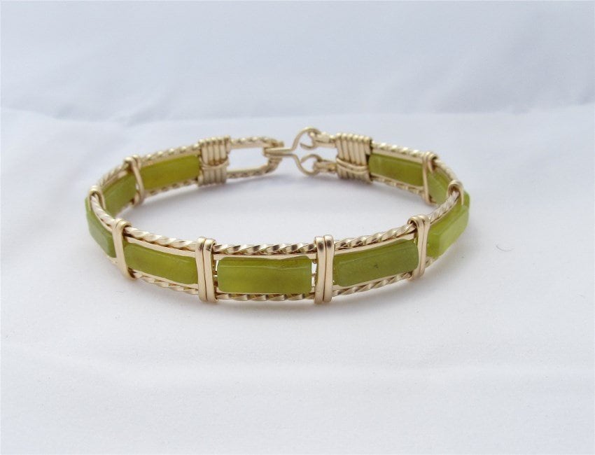 Wsb-0322, Neue Jade Armband, Handgemachte Edelstein Draht Gewickelt, Armreif, Wire Wrapped Armband von inspiredcreationsco