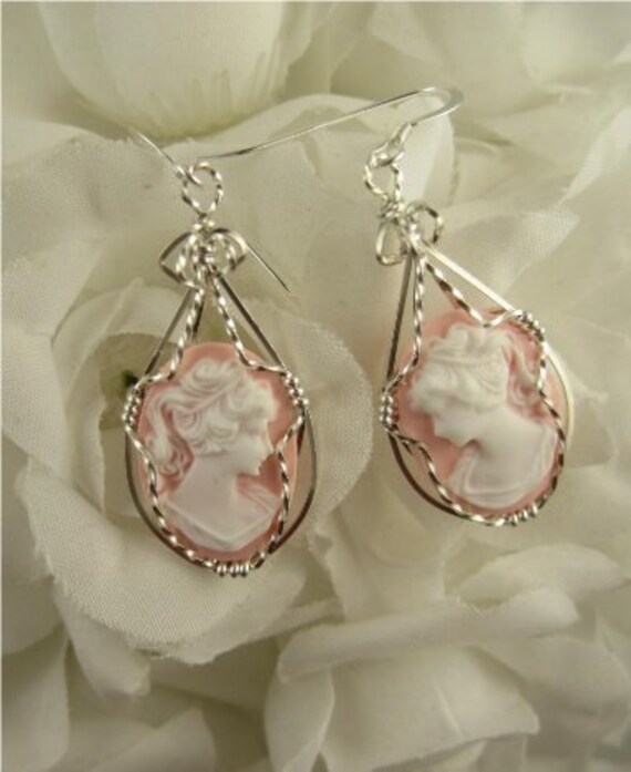 Wse-0026 Lady Cameo Ohrring Draht Gewickelt in Sterling Silber Wse-0026 Lady Cameo Ohrring Draht Gewickelt in Sterling Silber von inspiredcreationsco